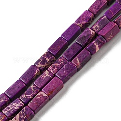 Hilos de cuentas de jaspe imperial natural, teñido, Rectángulo, púrpura, 6.3~6.8x3~3.5x3~3.5mm, agujero: 0.8 mm, aproximamente 59 pcs / cadena, 14.96~15.28 pulgada (38~38.8 cm)