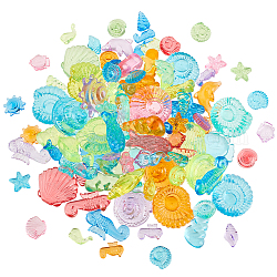 Ahademaker giocattolo da piscina con gemma da immersione in resina, bambini che nuotano giocattoli, animale dell'oceano, colore misto, 9~33x6~31x5~20mm, 230pcs/scatola