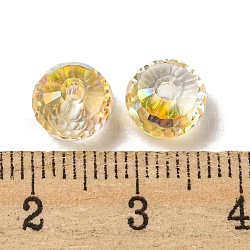 Perles en verre electroplate, rondelle, or, 8x6mm, Trou: 1.6mm, 100 pcs /sachet 