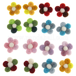 Accessori in feltro di lana fatti a mano, fiore, colore misto, 33~35mm