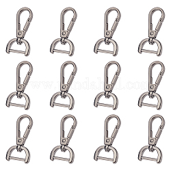 WADORN 12pcs D Ring Swivel Lobster Claw Clasp, 2 Sizes Push Gate Keychain Clips Hooks Detachable Snap Keyrings Lobster Claw Clasps for Purse Lanyard Crafts Bag Making Key Rings Hardware, Gunmetal
