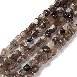 Natürliche Achat Perlen Stränge, Nuggets, gefärbt und erhitzt, Schwarz, 5~11x5~12x5~11 mm, Bohrung: 1~1.4 mm, ca. 39~50 Stk. / Strang, 14.17~14.96 Zoll (36~38 cm)