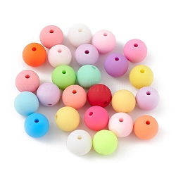Perles en acrylique opaque de style caoutchouté, ronde, couleur mixte, 16mm, Trou: 3mm, environ 220 pcs/500 g