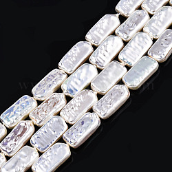 ABS-Kunststoff-Perlenstränge, ab Farbe plattiert, Rechteck, hellgoldrutengelb, 17x9x4 mm, Bohrung: 0.7 mm, ca. 24 Stk. / Strang, 16.14 Zoll (41 cm)
