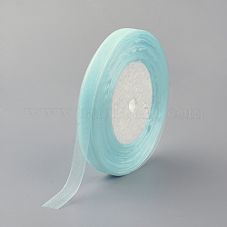 薄地オーガンジーリボン  リボンのDIY素材  淡いターコイズ  1/2インチ（12mm）  約50ヤード/ロール（45.72メートル/ロール）