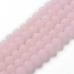 Perles en verre dépoli , ronde, rose, 10mm, Trou: 1.6mm, Environ 30 pcs/chapelet, 9.4 pouce ~ 10.6 pouces (24~27 cm), 27 brins / sachet