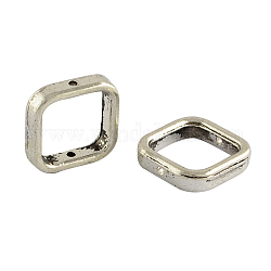 Quadrati in stile tibetano perline in lega cornici,  cadmio& piombo libero, argento antico, 14x14x3mm, Foro: 1 mm