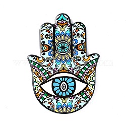 Hamsa-Hand/Hand von Miriam mit Porzellan-Tassenmatten mit Muster des bösen Blicks, rutschfeste, hitzebeständige Untersetzer aus Kork, light cyan, 144x105x7.5 mm