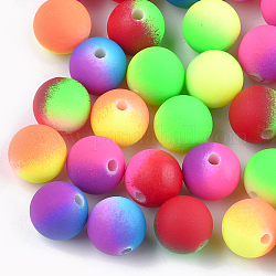 Gummierten Stil Acryl-Perlen, Runde, Mischfarbe, 10 mm, Bohrung: 2 mm, ca. 850 Stk. / 500 g