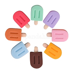80Pcs 8 Colors Opaque Resin Decoden Cabochons, Imitation Food, Ice Cream/Ice Lolly, Mixed Color, 18.5x10.5x4mm, 10pcs/color