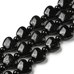Chapelets de perles en tourmaline noire naturelle, pomme, 9x10.5x5mm, Trou: 1mm, Environ 35 pcs/chapelet, 15.47''~15.67'' (39.3~39.8 cm)