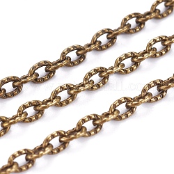 Iron Textured Cable Chains, Unwelded, with Spool, Antique Bronze, 4.2x3x0.8mm, about 328.08 Feet(100m)/roll