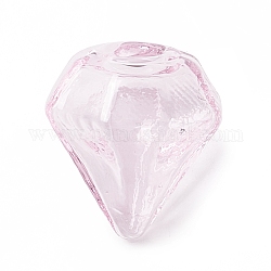 Handmade Blown Glass Bottles, for Glass Vial Pendants Making, Diamond, Pink, 16~17x15~15.5x13.5~14.5mm, Hole: 2.5~5mm