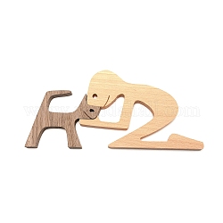 Adornos de talla de madera de haya hechos a mano para hombre y mascota, para la decoración de escritorios de oficina en casa, burlywood, 10.2x21.7x1 cm, 2 PC / sistema