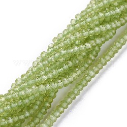 Natürlichen Peridot Perlen Stränge, Flachrund, facettiert, 3x2 mm, Bohrung: 0.6 mm, ca. 188 Stk. / Strang, 15.55 Zoll (39.5 cm)