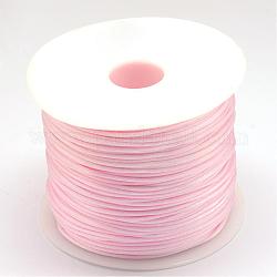 Fil de nylon, corde de satin de rattail, perle rose, 1.0mm, environ 76.55 yards (70 m)/rouleau