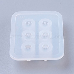 Moules en silicone, moules de résine, pour la résine UV, fabrication de bijoux en résine époxy, abaque, blanc, 8.2x7.1x1.2 cm, Trou: 2.5mm, Taille intérieure: 16 mm