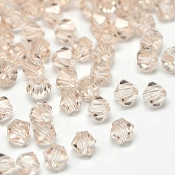 Imitation 5301 Bicone Beads, Transparent Glass Faceted Beads, Bisque, 6x5mm, Hole: 1.3mm, about 288pcs/bag