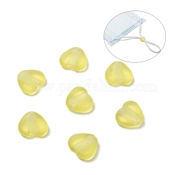 Lucchetto a cuore in plastica trasparente in pvc per copri bocca, fibbie antiscivolo, tendicorda, giallo champagne, 9.5x10x3.5mm, Foro: 2x4 mm