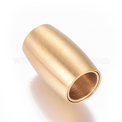 304 Magnetverschluss aus Edelstahl mit Klebeenden, Ionenbeschichtung (ip), matt, Oval, golden, 14.5x9 mm, Bohrung: 6 mm
