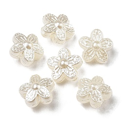Perles en ABS imitation nacre, fleur, 11x10.5x6mm, Trou: 1.5mm