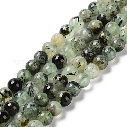 Chapelets de perles en préhnite naturelle, ronde, grade AB, 8mm, Trou: 1mm, Environ 50 pcs/chapelet, 15.3 pouce (39 cm).