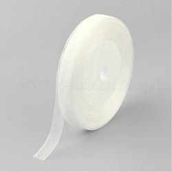 Ruban d'organza, blanc, 3/8 pouce (10 mm), 50yards / roll (45.72m / roll), 10 rouleaux / groupe, 500yards / groupe (457.2m / groupe)