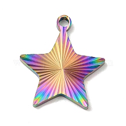 Ion Plating(IP) 304 Stainless Steel Pendants, Star Charm, Rainbow Color, 20x18x1.8mm, Hole: 1.8mm