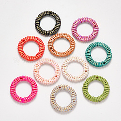 Ciondoli di resina, modello in rattan intrecciato, anello, colore misto, 40x38.5x5mm, Foro: 2 mm