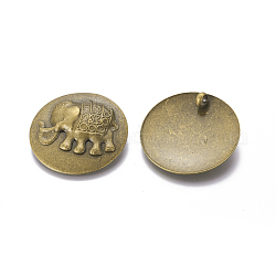 Pendentifs en fer, plat et circulaire avec éléphant, bronze antique, 45x10mm, Trou: 5.5mm