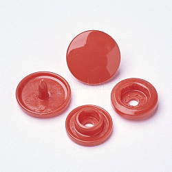 Resin Snap Fasteners, Raincoat Buttons, Flat Round, Red, Cap: 12x6.5mm, Pin: 2mm, Stud: 10.5x3.5mm, Hole: 2mm, Socket: 10.5x3mm, Hole: 2mm