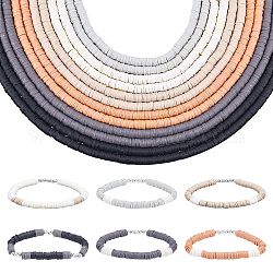 12 Strands 6 Colors Flat Round Eco-Friendly Handmade Polymer Clay Beads, Disc Heishi Beads for Hawaiian Earring Bracelet Necklace Jewelry Making, Mixed Color, 6x1mm, Hole: 2mm, about 380~400pcs/strand, 17.7 inch, 2 strands/color