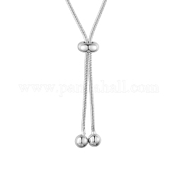 Ожерелья-цепочки shegrace 925 из стерлингового серебра со змеей, ожерелья с ползунком, круглые, платина, 21.85 дюйм (55.5 см)