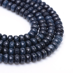 Natural White Jade Bead Strands, Dyed, Faceted, Rondelle, Prussian Blue, 4~5x3mm, Hole: 0.5mm, about 115~120pcs/strand, 13.39~13.98 inch(34~35.5cm)