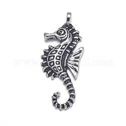 Tibetan Style Alloy Pendants, Animal Pendant for Jewelry Making, Lead Free, Sea Horse, Antique Silver, 30x12x2mm, Hole: 2mm