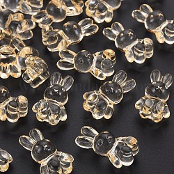 Abalorios de acrílico transparentes, conejo, vara de oro, 24.5x14.5x11mm, agujero: 2.5 mm, aproximamente 300 unidades / 500 g