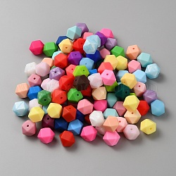 Perles de silicone hexagonales, perles à mâcher pour les jouets de dentition, Diy soins infirmiers colliers faisant, couleur mixte, 14x14x14mm, Trou: 2mm
