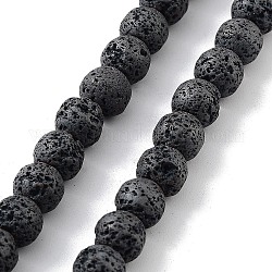 Brins de perles de pierre de lave naturelle, mat, ronde, 6~6.5mm, Trou: 1mm, Environ 70 pcs/chapelet, 15.75 pouce (40 cm)