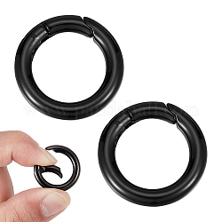 Unicraftale 2pcs 304 anneaux de porte à ressort en acier inoxydable, o bagues, rond, électrophorèse noir, 6 jauge, 24x4mm, diamètre intérieur: 16 mm