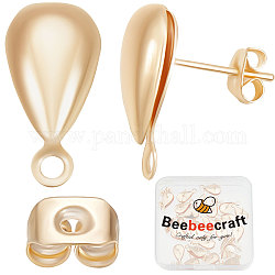 Beebeecraft 1 Box mit 30 Stück Tropfen-Ohrring-Zubehör, 18 Karat vergoldetes Messing-Ohrstecker-Set mit Schlaufen und Schmetterlings-Ohrring-Verschlüssen für die Schmuckherstellung von baumelnden Ohrringen für Frauen