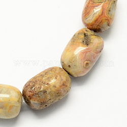 Piedras preciosas abalorios en forma de barril de piedra de ágata loca naturales hebras, Perú, 15x10mm, agujero: 1 mm, aproximamente 25 pcs / cadena, 15.3 pulgada