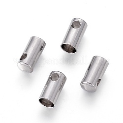 304 Stainless Steel Cord Ends, End Caps, Column, Stainless Steel Color, 9.5x4.5mm, Hole: 2mm, Inner Diameter: 4mm