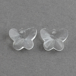 Papillon pendentifs en verre transparent, facette, clair, 12x15x7mm, Trou: 1mm