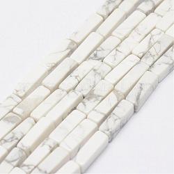 Natural Howlite Beads Strands, Cuboid, 13x5x5mm, Hole: 1mm, about 29pcs/Strand, 15.3 inch(39cm)