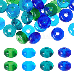 Nbeads 48pcs 4 Farben transparente Glasperlen, Abakus, Mischfarbe, 8x5 mm, Bohrung: 2 mm, 12 Stk. je Farbe