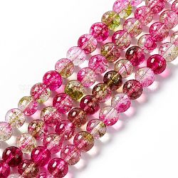 Filo di perle di quarzo ciliegia imitazione vetro k9, tondo, rosa intenso, 8~8.5mm, Foro: 1 mm, circa 51pcs/filo, 14.96 pollice (38 cm)