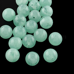 Perles rondes en acrylique d'imitation pierre précieuse, aigue-marine moyenne, 6mm, Trou: 2mm