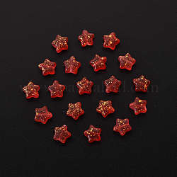 Perle di vetro verniciate a spruzzo 20 pzpcs, stella, rosso, 8x8.5x4mm, Foro: 1 mm
