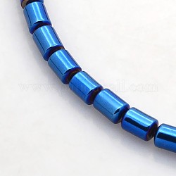 Electroplate non magnetici ematite sintetico fili di perline, colonna, blu placcato, 5x4mm, Foro: 1 mm, circa 75pcs/filo, 15.7 pollice