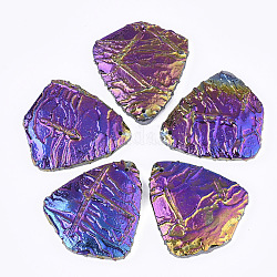 Galvanisierte natürliche Drachenblutjaspisanhänger, Regenbogen plattiert, Farbig, 44~45x40~40.5x7~8 mm, Bohrung: 1.5 mm